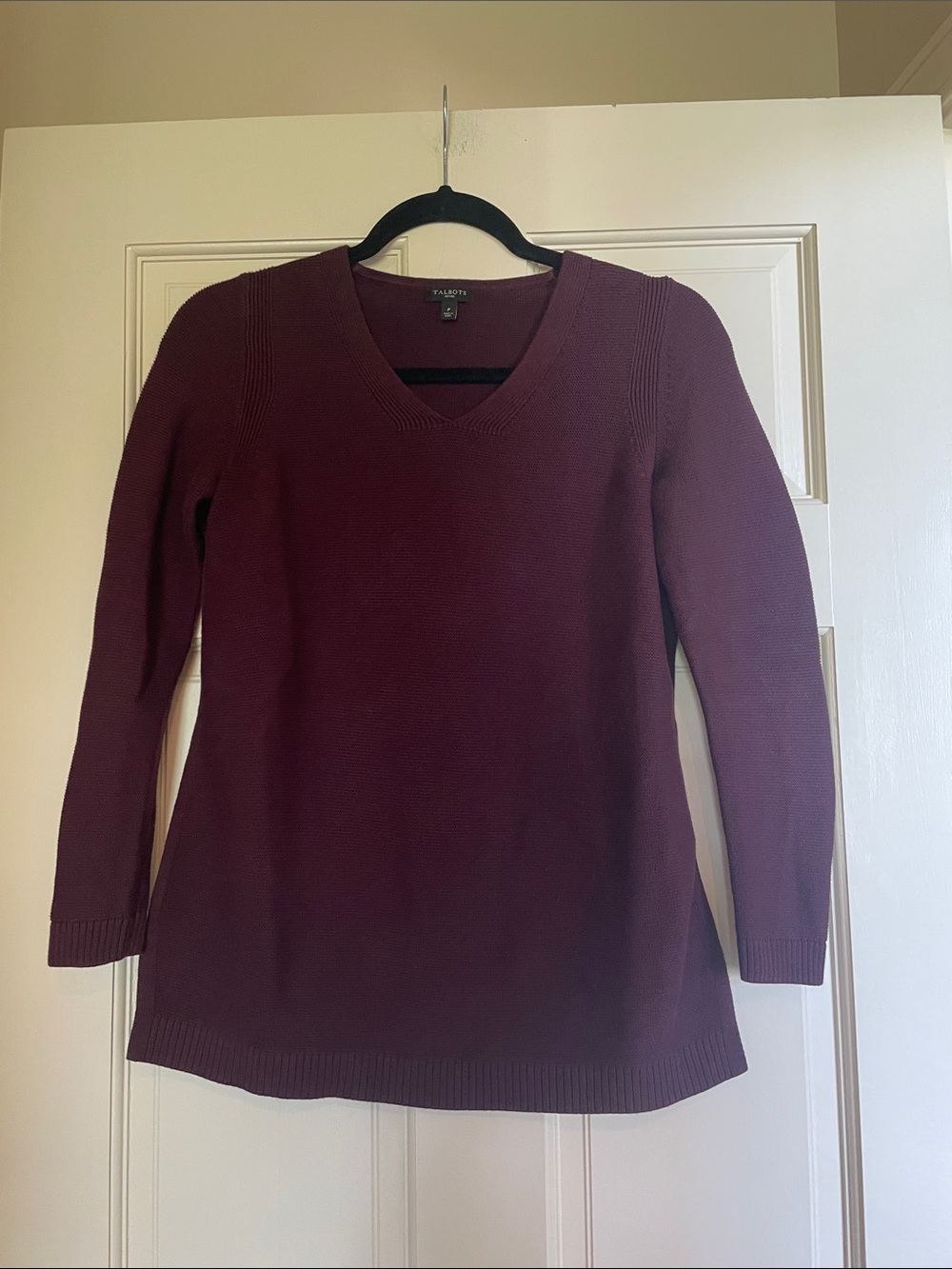 Talbots V-Neck Sweater in Deep Wine
